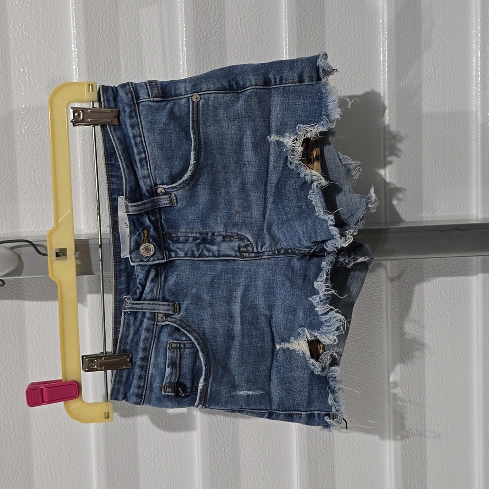 Kancan Denim Shorts Women's Small Blue Distressed